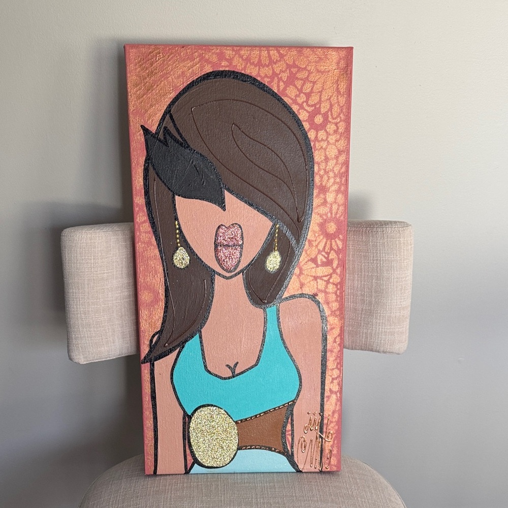 Twiggy Original Contemporary Art Piece with Gold and Brown Accents